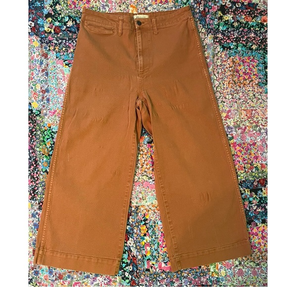 Madewell Denim - Madewell Wideleg Pant, Orange/Brown Denim